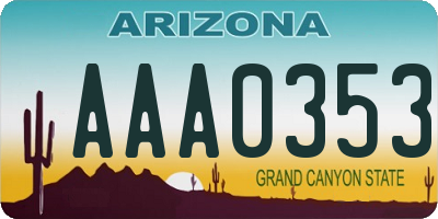 AZ license plate AAA0353