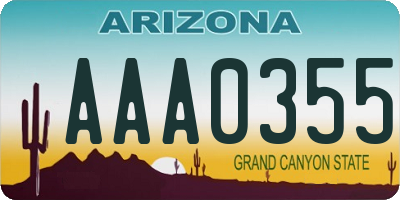 AZ license plate AAA0355