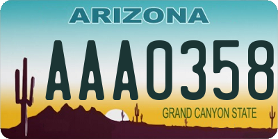 AZ license plate AAA0358