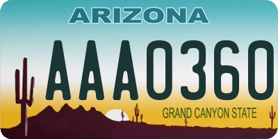 AZ license plate AAA0360