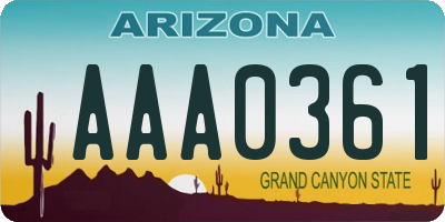 AZ license plate AAA0361