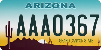 AZ license plate AAA0367