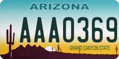 AZ license plate AAA0369