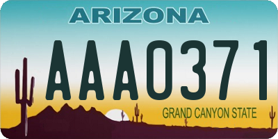 AZ license plate AAA0371