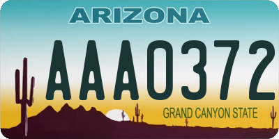 AZ license plate AAA0372
