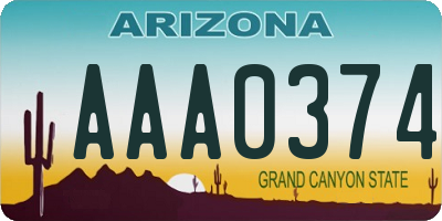 AZ license plate AAA0374