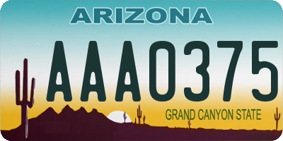 AZ license plate AAA0375