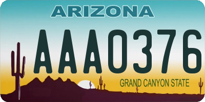 AZ license plate AAA0376