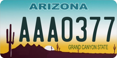 AZ license plate AAA0377