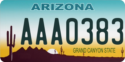 AZ license plate AAA0383