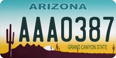 AZ license plate AAA0387