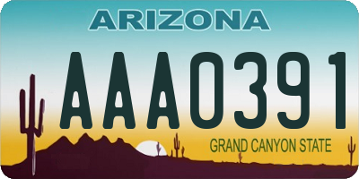 AZ license plate AAA0391