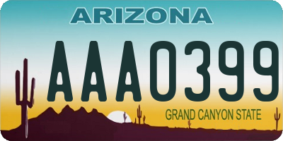 AZ license plate AAA0399