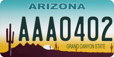 AZ license plate AAA0402