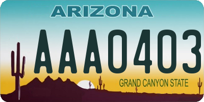 AZ license plate AAA0403