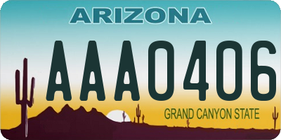 AZ license plate AAA0406