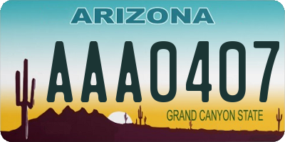 AZ license plate AAA0407