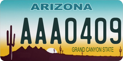 AZ license plate AAA0409