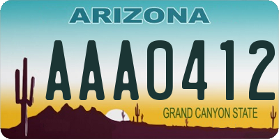 AZ license plate AAA0412