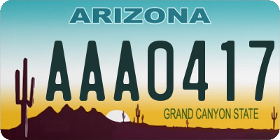 AZ license plate AAA0417