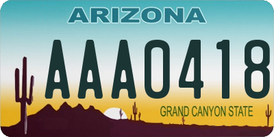 AZ license plate AAA0418