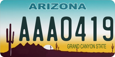 AZ license plate AAA0419