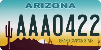 AZ license plate AAA0422