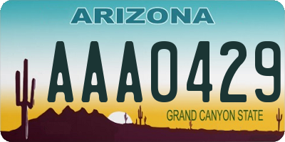 AZ license plate AAA0429