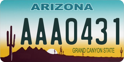 AZ license plate AAA0431