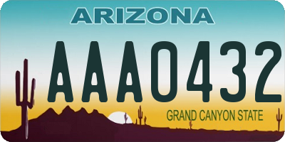 AZ license plate AAA0432