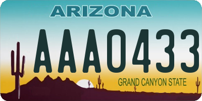 AZ license plate AAA0433