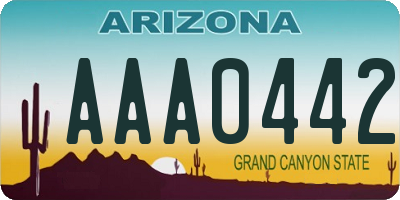 AZ license plate AAA0442