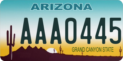 AZ license plate AAA0445