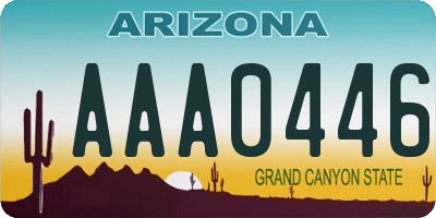 AZ license plate AAA0446