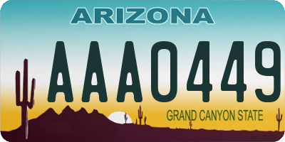 AZ license plate AAA0449