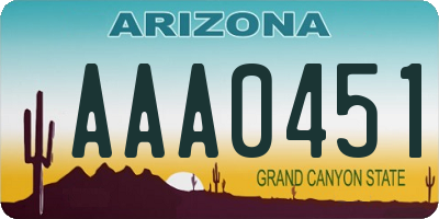 AZ license plate AAA0451