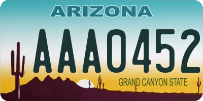 AZ license plate AAA0452