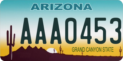AZ license plate AAA0453