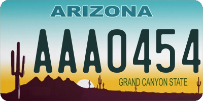 AZ license plate AAA0454