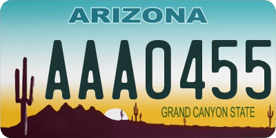 AZ license plate AAA0455