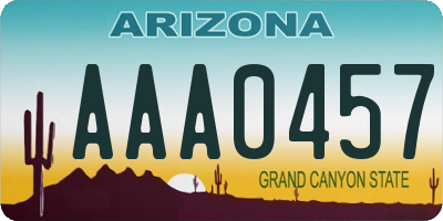 AZ license plate AAA0457