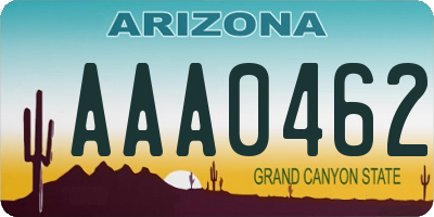 AZ license plate AAA0462