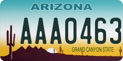 AZ license plate AAA0463