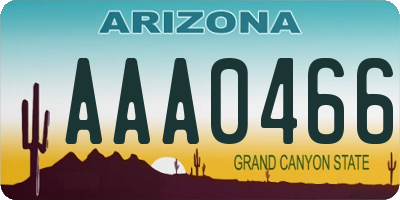 AZ license plate AAA0466