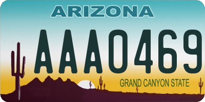 AZ license plate AAA0469