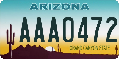AZ license plate AAA0472