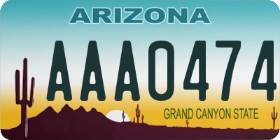 AZ license plate AAA0474