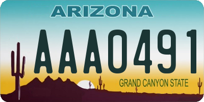 AZ license plate AAA0491