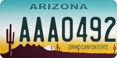 AZ license plate AAA0492