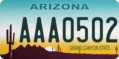 AZ license plate AAA0502